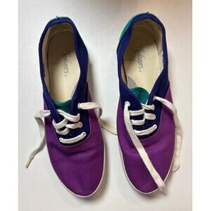 No Excuses Size 8 Vintage Color Block Lace Up Slip-In Canvas Sneakers
